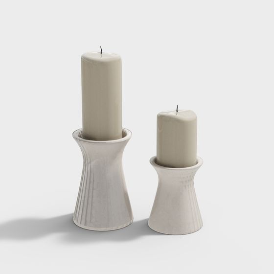 Elegant Low-Polygon Candle Holder Set 3D model