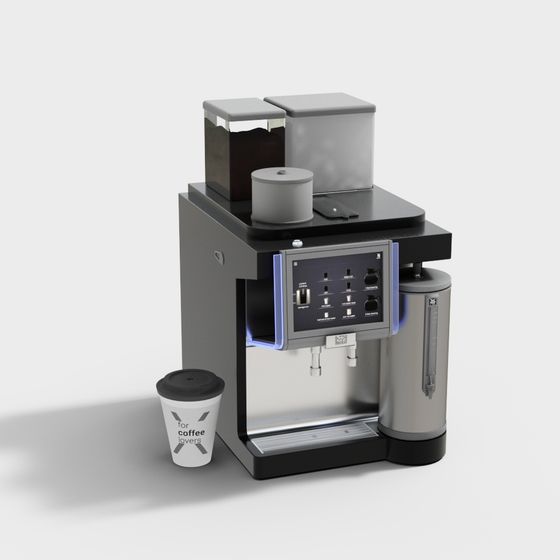 Stylish Low-Polygon Coffee Machine 3D model