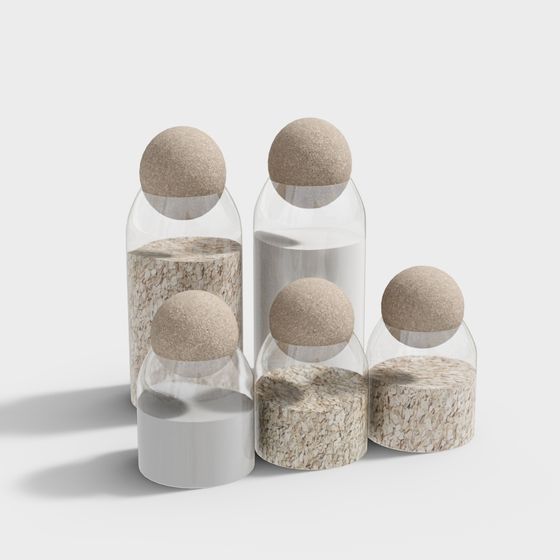 Elegant Glass Bottle Series 3D model for Interiors