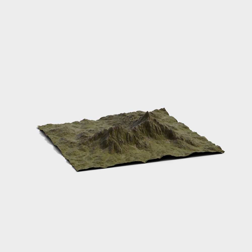 Low-Poly Realistic Mountain Terrain 3D Model