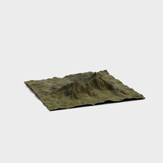 Low-Poly Realistic Mountain Terrain 3D Model for Creative Uses