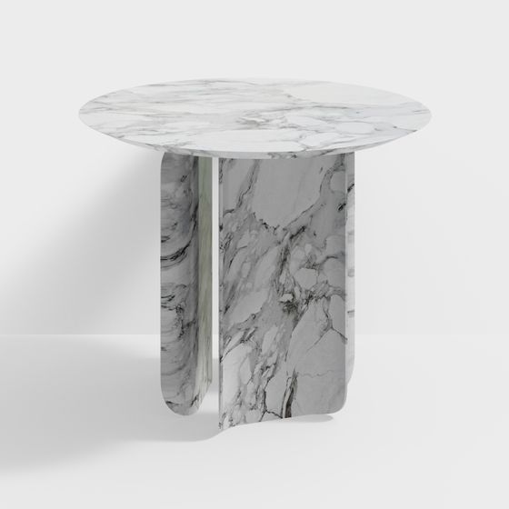Sleek Marble Round Table 3D model for Stylish Interiors