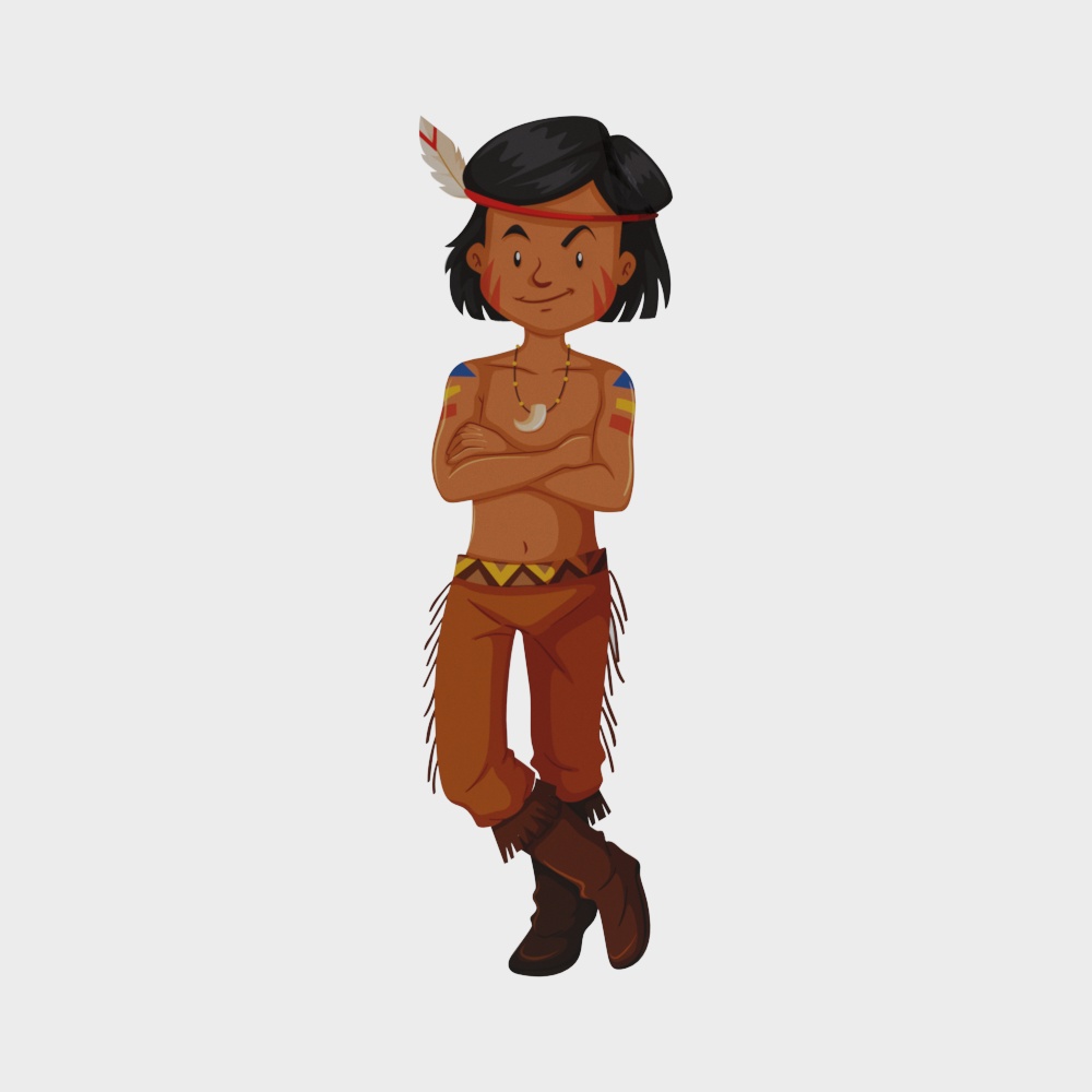 Charming Native American Boy 3D model