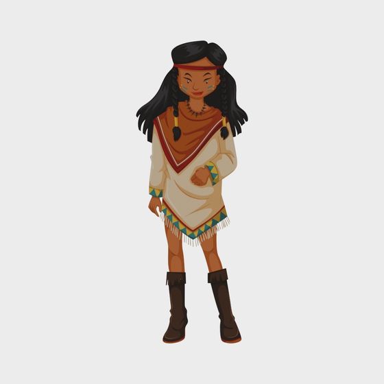 Native American Girl 3D Model - Low Poly and High Detail