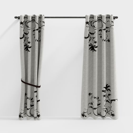 Stylish Low-Poly Curtain 3D Model Design