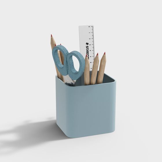 Stylish Low-Poly Pen Holder 3D model
