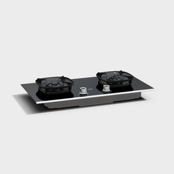 Stylish Double Burner Stove 3D model for Modern Kitchens