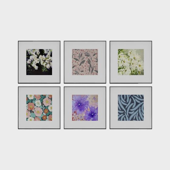 Vibrant Floral Frame 3D Model Set