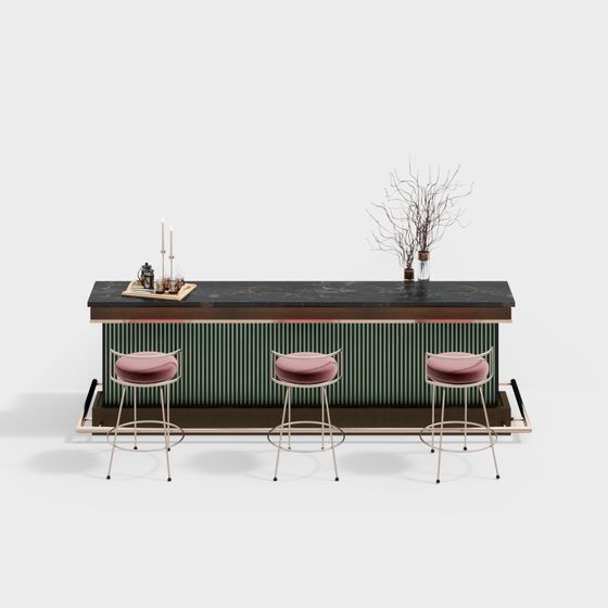 Chic Low-Polygon Bar Counter 3D model