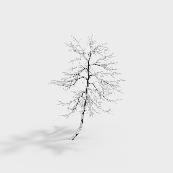 Snowy Low-Polygon Tree 3D Model