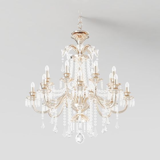 Low Poly Crystal Chandelier 3D model