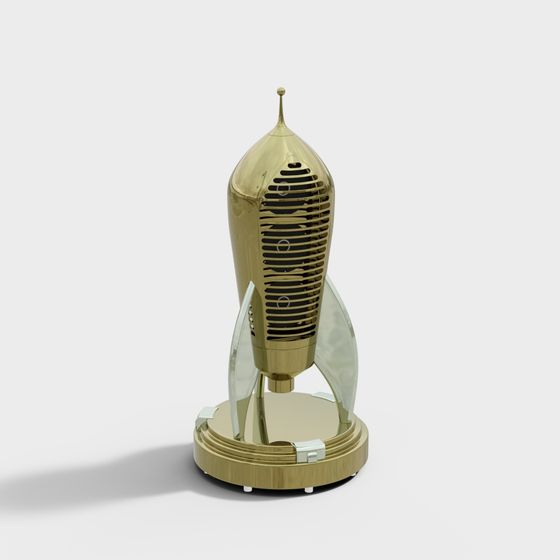 Golden Sci-Fi Rocket Ship 3D Model