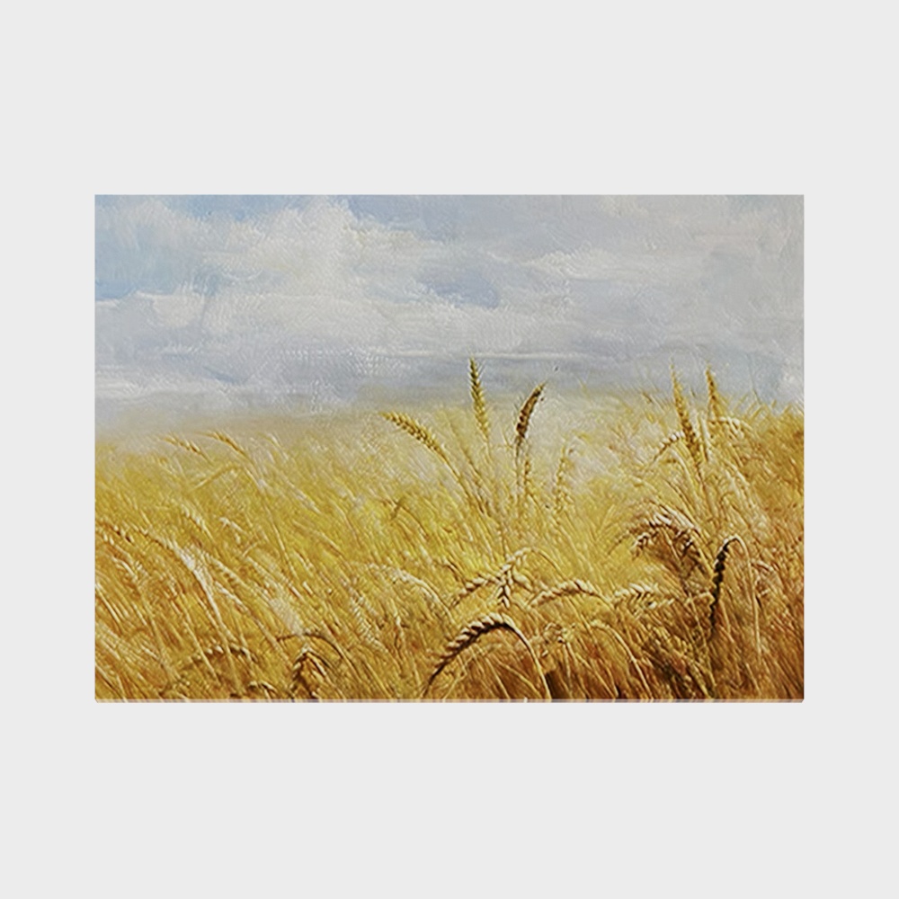 侘寂風格金色小麥田裝飾畫