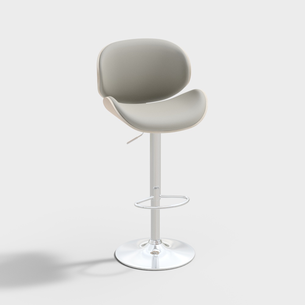 W212P192615 - Gray Curved Wood Bar Stool