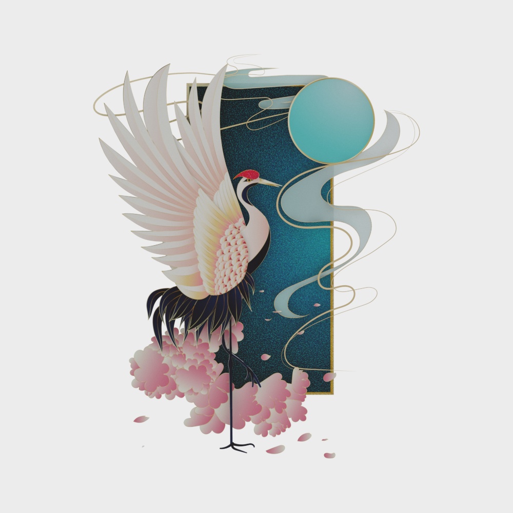 Décoration Murale Grue Style Chinois