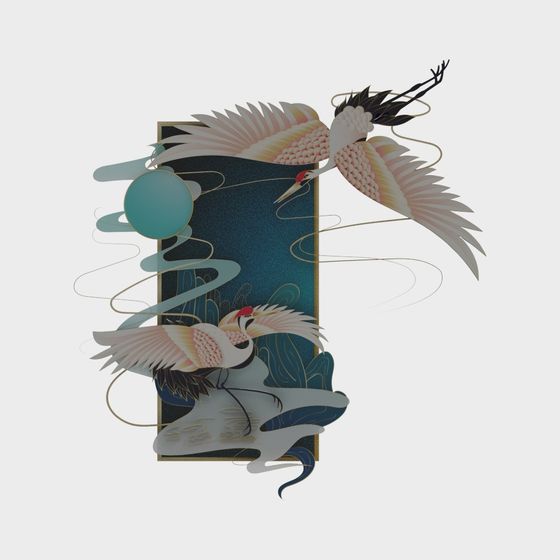 Crane Dance in the Clouds 3D model for Artistic Projects