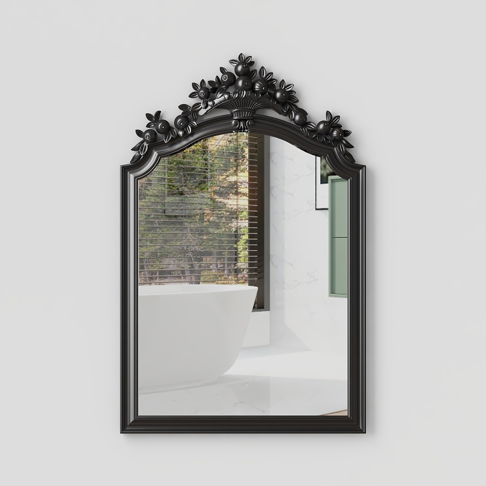 French-Style Bathroom Black Makeup Mirror