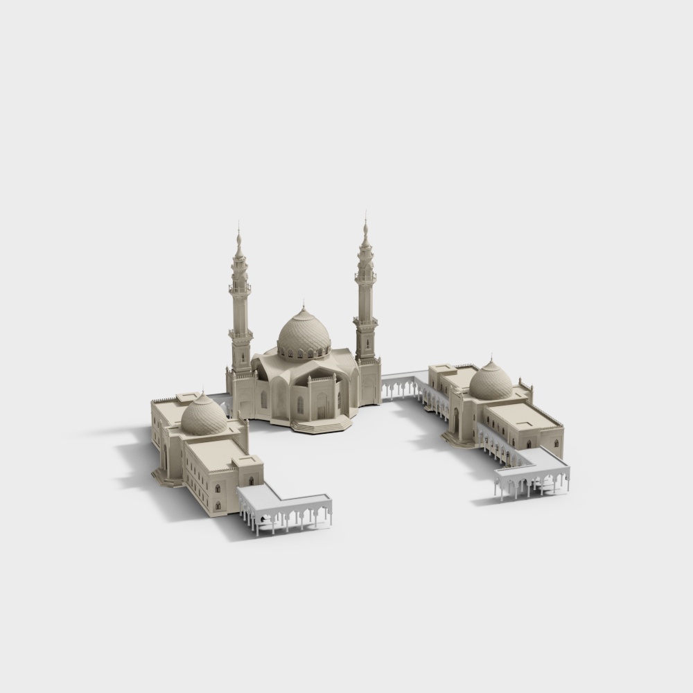 White halal temple model