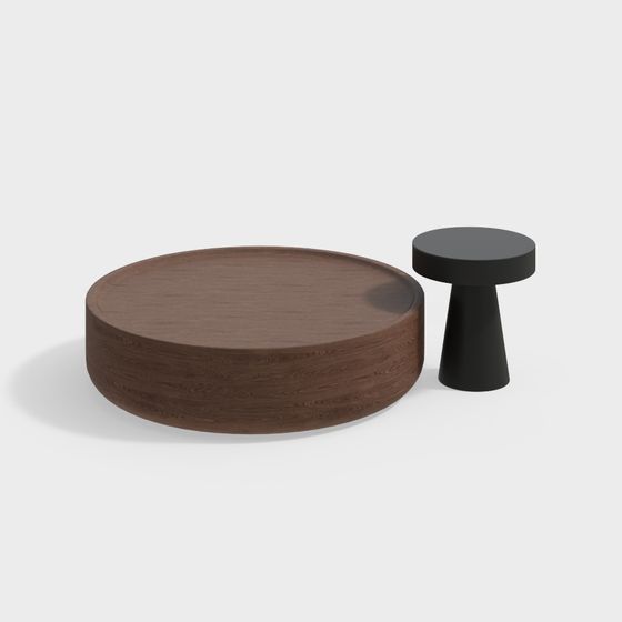 Round Table and Stool Combination 3D model