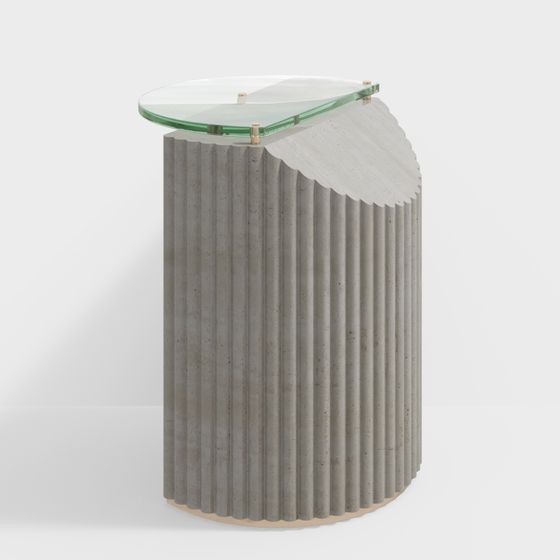 Concrete Pleated Side Table 3D model