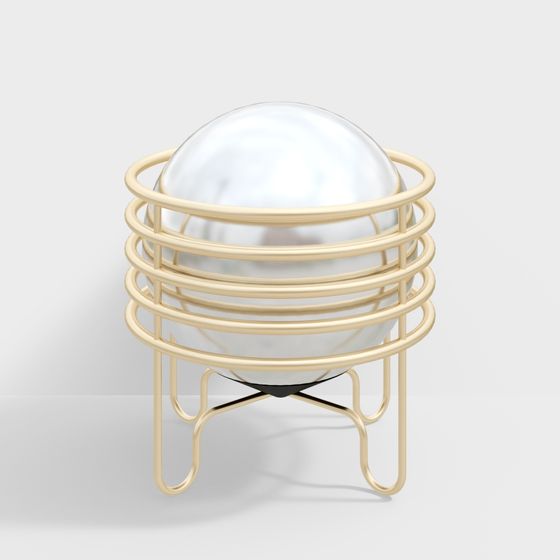 Sphere Cage 3D model with Gold Framework
