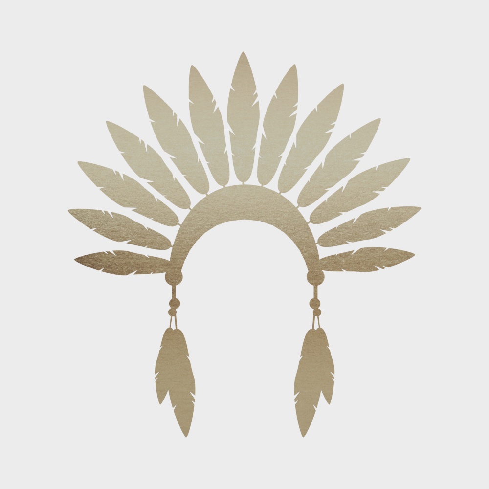Indian Tribal Golden Headdress Element Wall Sticker