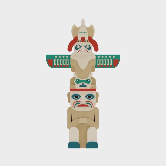 Colorful Totem Pole 3D Model for Creative Projects