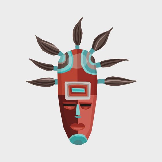 Unique Low-Poly Ethnic Mask 3D model