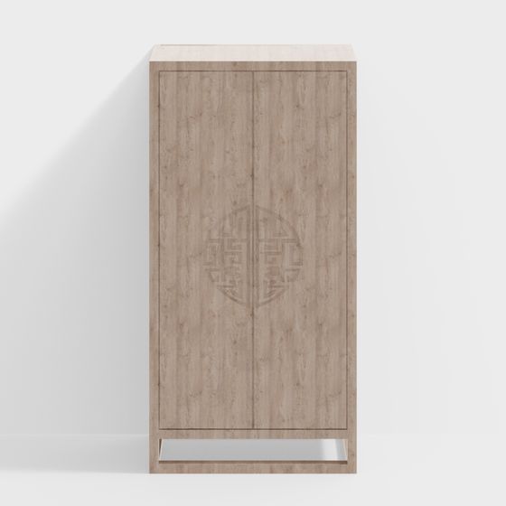 Elegant Wood Grain Wardrobe 3D Model for Modern Spaces