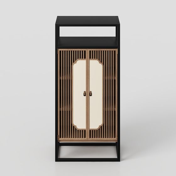 Minimalist Chinese Style Bookcase 3D model