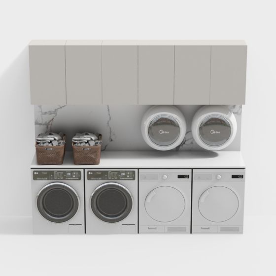 Modern Low-Poly Laundry Room 3D Model