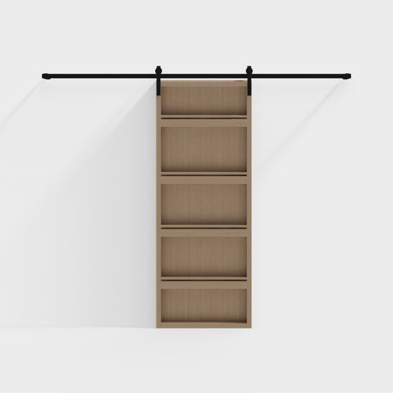 Rustic Sliding Door Bookshelf 3D model