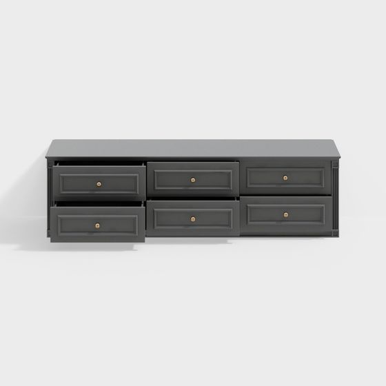 Stylish Low-Polygon TV Cabinet 3D model for Modern Spaces