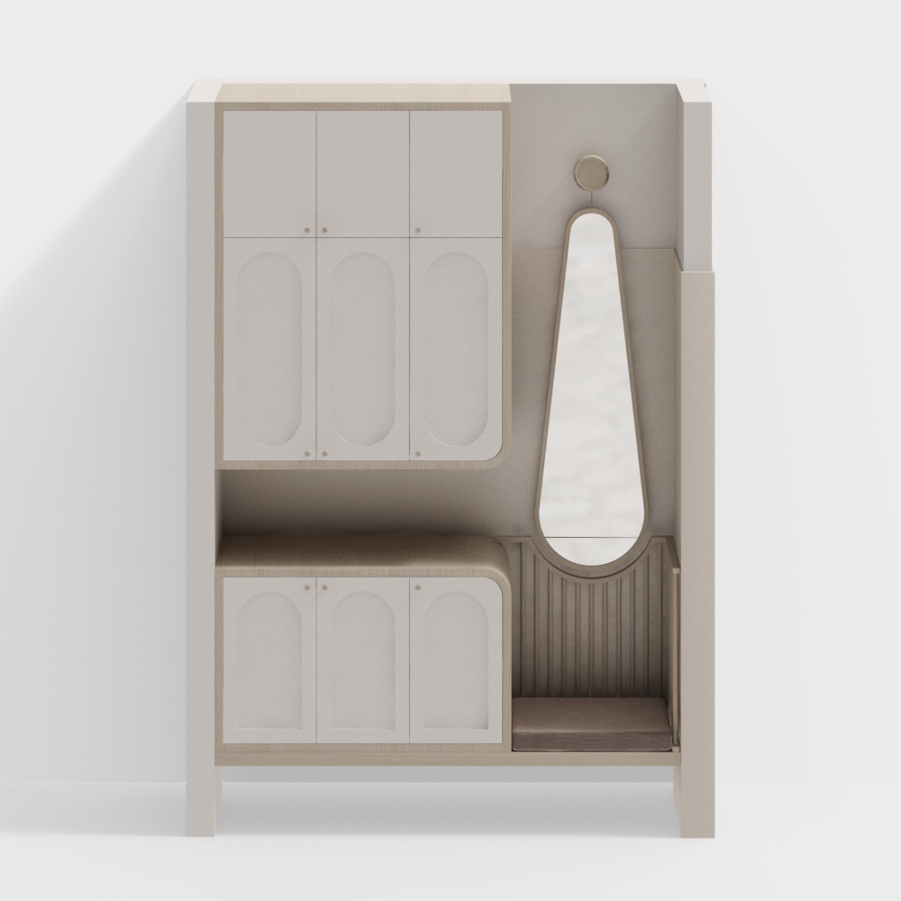 Cabinet à chaussures d'entrée de style scandinave crème