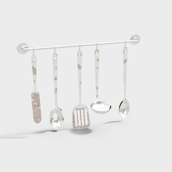Elegant Low-Poly Kitchen Utensils 3D Model