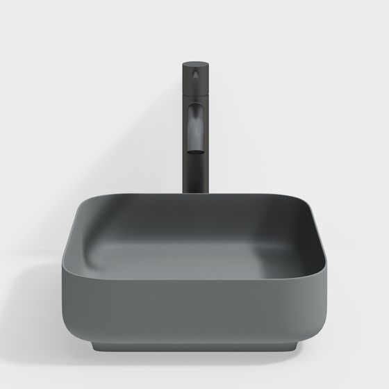 Stylish Square Sink 3D model for Contemporary Spaces