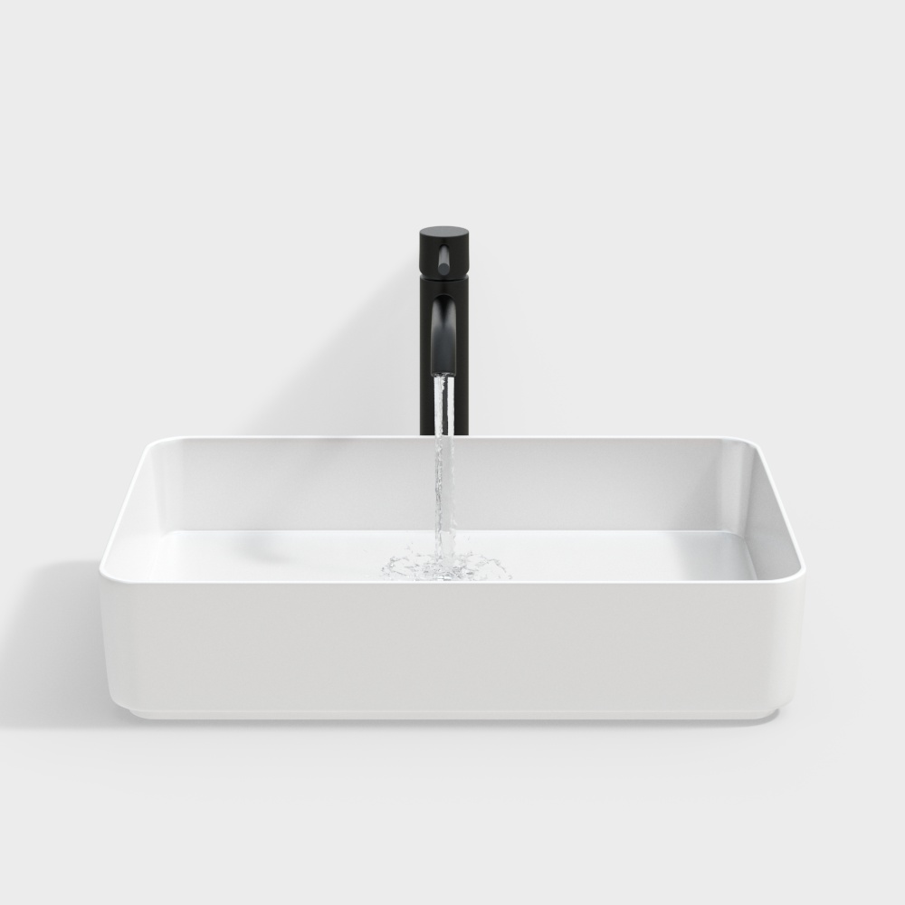 Современная раковина с потоком воды