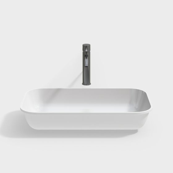Minimalist Square Sink 3D model for Contemporary Design