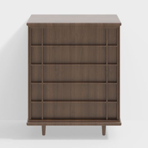 Cabinet with Ancient Elegance and Minimalist Design 3D Model in Brown