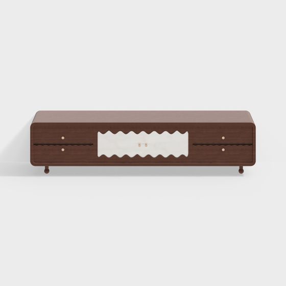 Chic French Style TV Cabinet 3D Model in Brown