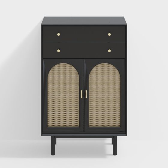 Stylish Rattan Cabinet 3D model