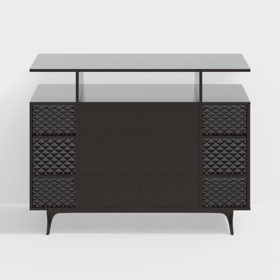 Stylish Black Side Cabinet 3D model
