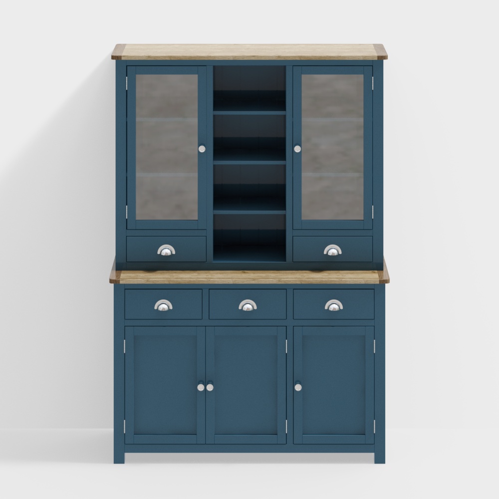 Rustic Storage Cabinet 3D Model – Navy Blue Wood