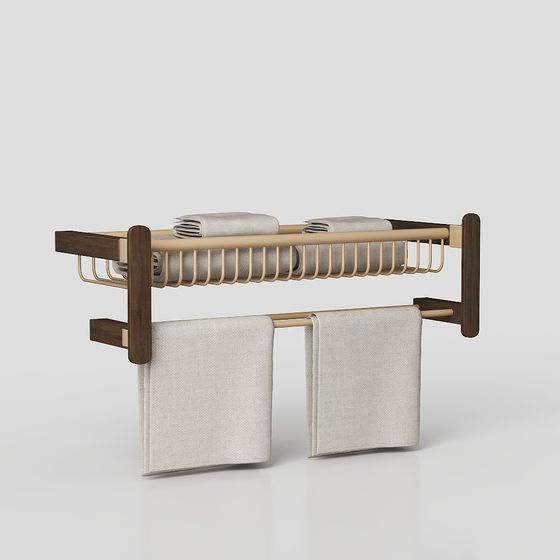 Elegant Low-Poly Towel Rack 3D model