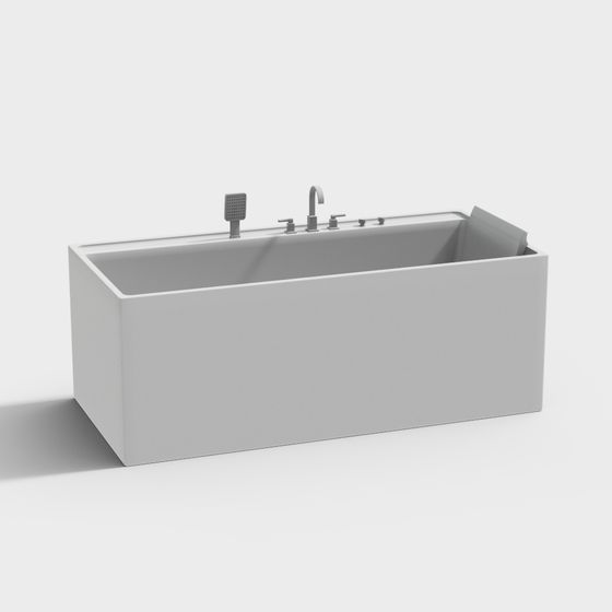 Modern Bathtub 3D Model in Gray
