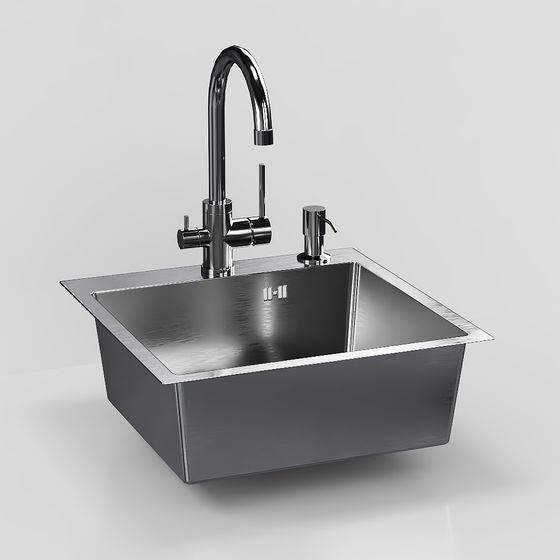 Black Stainless Steel Vegetable Washing Basin 3D Model