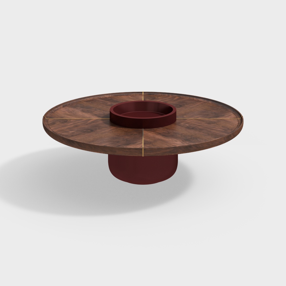Stylish Low-Polygon Round Table 3D Model – Wood & Metal