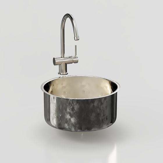 Stainless Steel Vegetable Washing Basin 3D Model in Gray