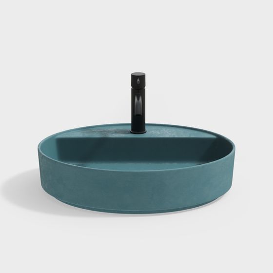 Stylish Round Sink 3D model for Modern Interiors