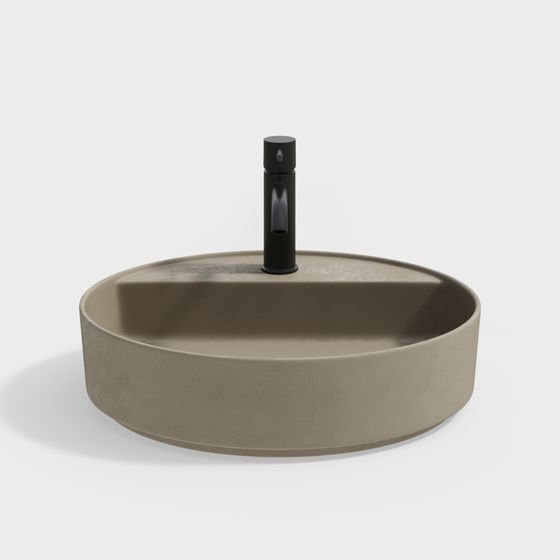 Minimalist Round Wash Basin 3D model for Modern Interiors